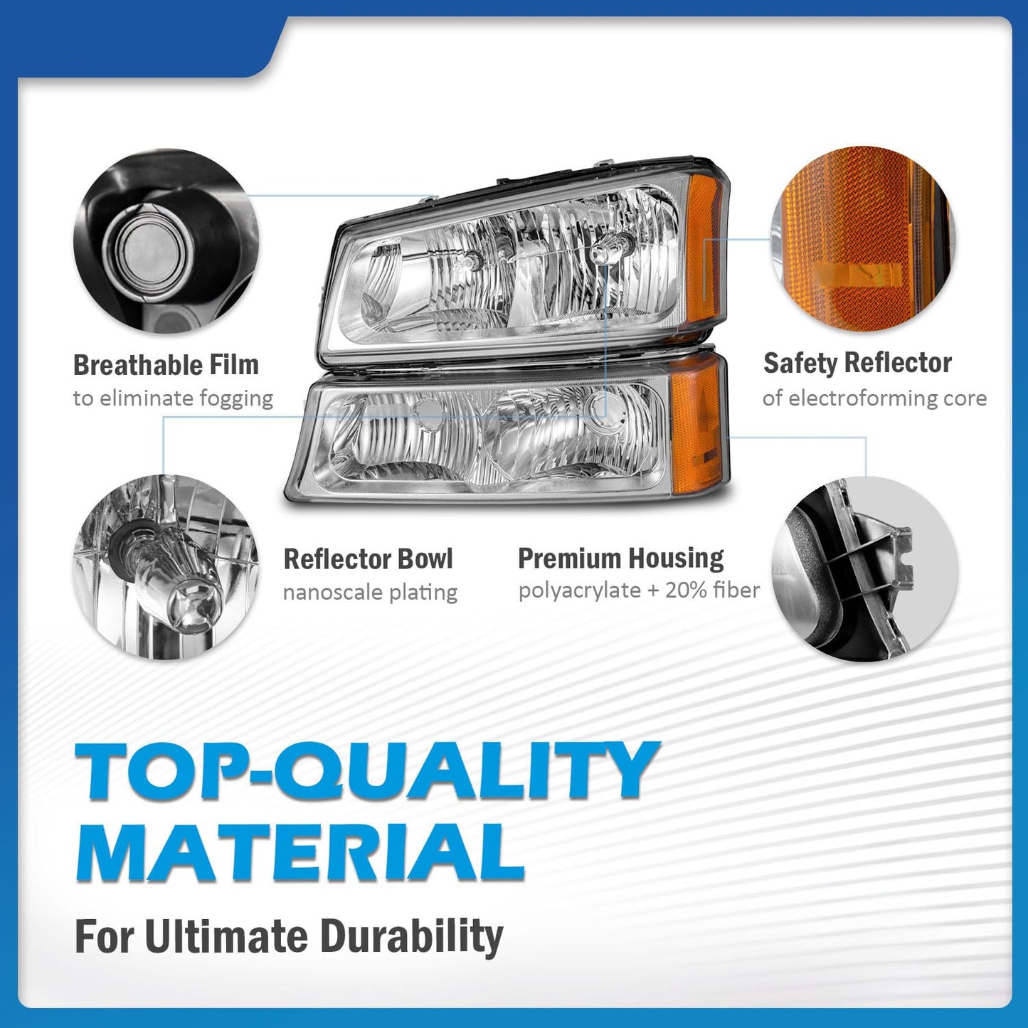 Headlights for 03-07 Chevy Silverado1500/2500/3500/1500HD/2500HD,03-06 Avalanche 1500/2500 Pickup