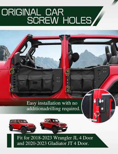 4PCS Tube Half Doors with Storage Bag Fit for Jeep Wrangler JL Unlimited Gladiator JT 2018~2026 4-Door (excludeJK&2Door Models)