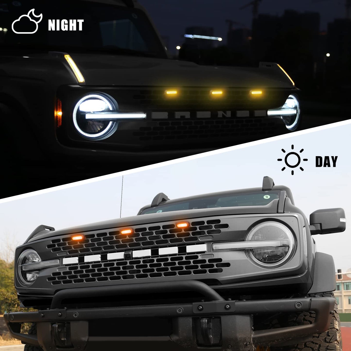 LED Grille Lights for Ford Bronco Accessories 2021-2024 2/4-Door