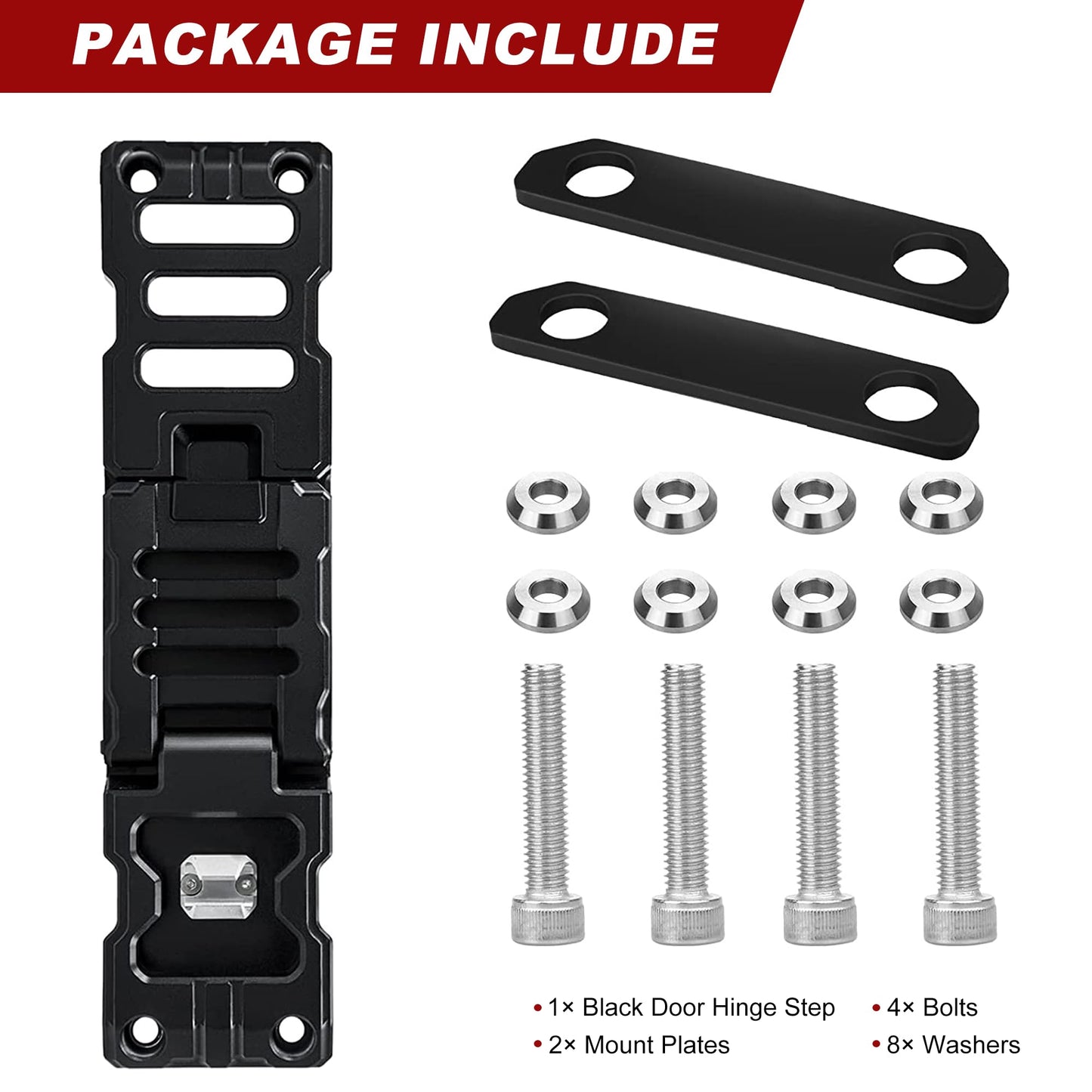 Aluminum Alloy Folding Door Hinge Step Compatible with Jeep Wrangler JK JKU JL JLU Gladiator JT 2007-2023(Not fit 2021 Gladiator)