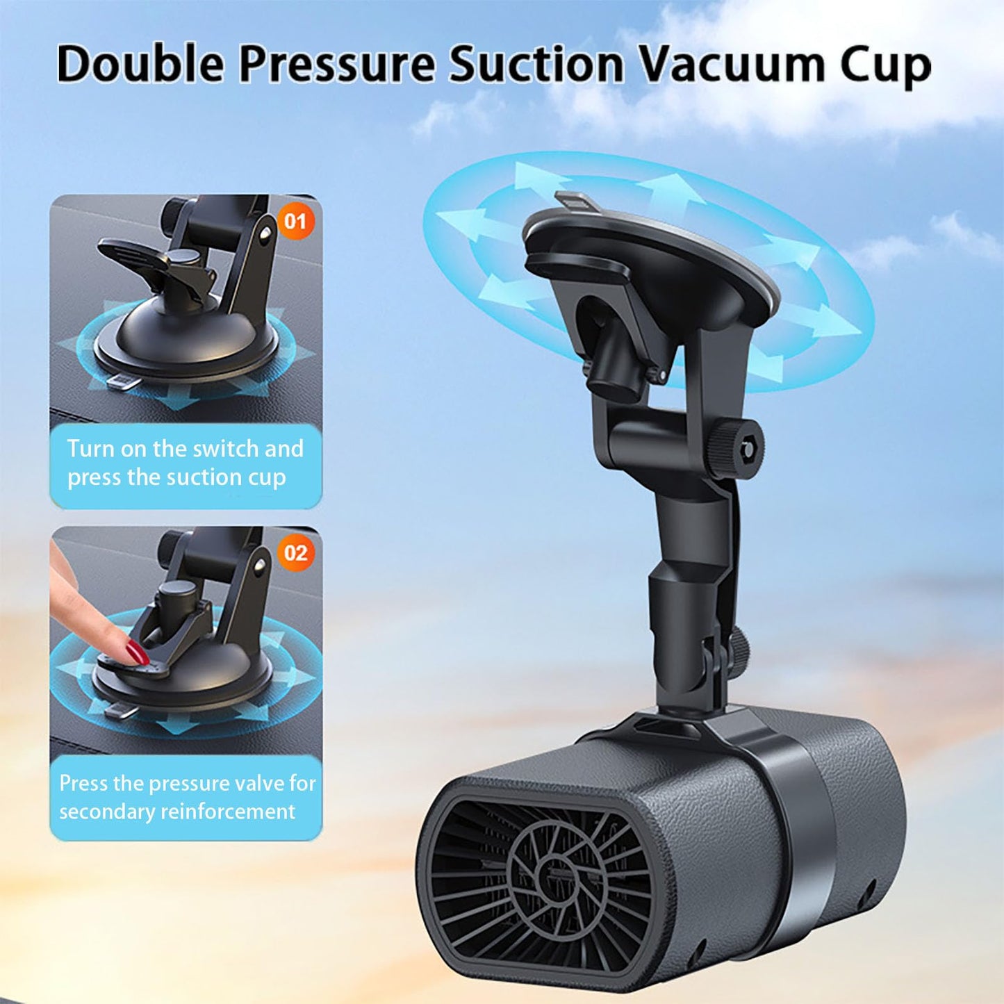 12V New Portable Car Heaters for Vehicle for Winter (black)