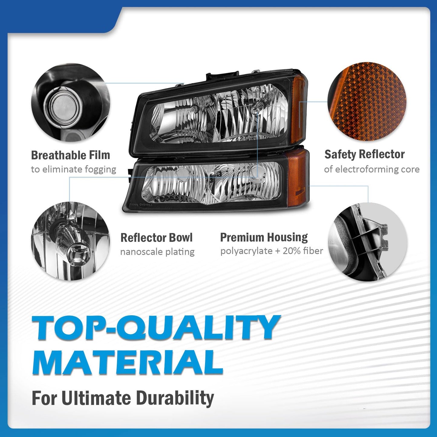 Headlights for 03-07 Chevy Silverado1500/2500/3500/1500HD/2500HD,03-06 Avalanche 1500/2500 Pickup