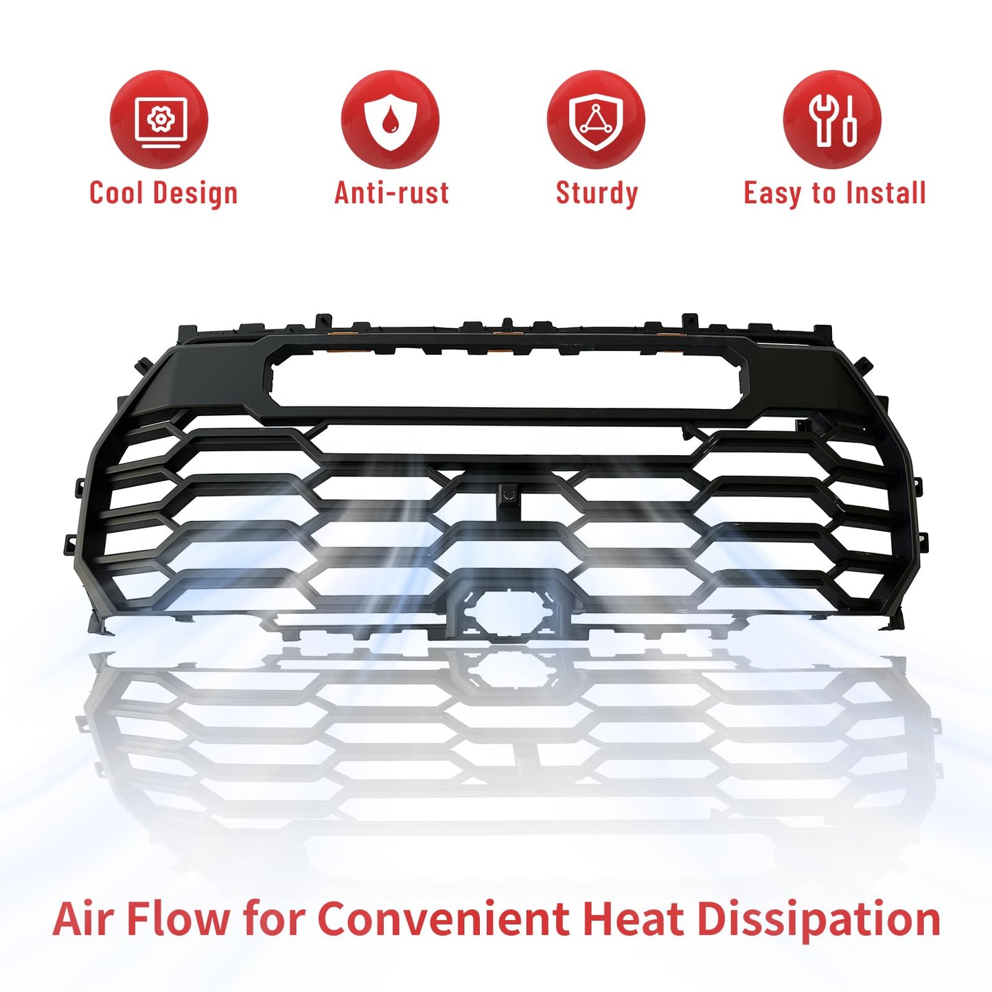 Front Grille with LED Lights and Light Bar Compatible with 2022-2025 Toyota Tundra
