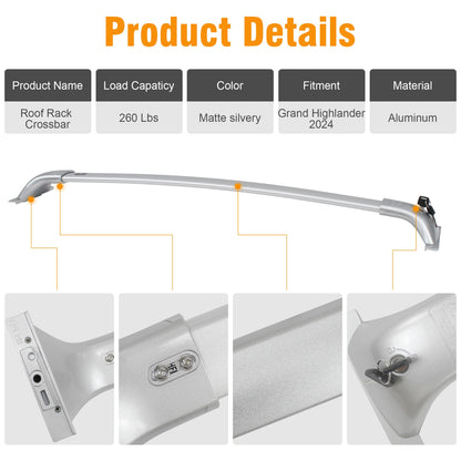Heavy Duty Upgraded Roof Rack Crossbar Compatible with Toyota Grand Highlander Lexus TX 2024-2026