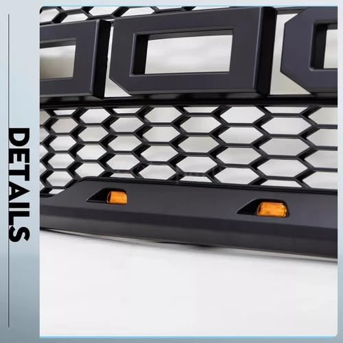 Raptor Style Matte Black Front Bumper Grille with Yellow LED Lights Fit for 2015-2017 Ford F150 - OMOTOR