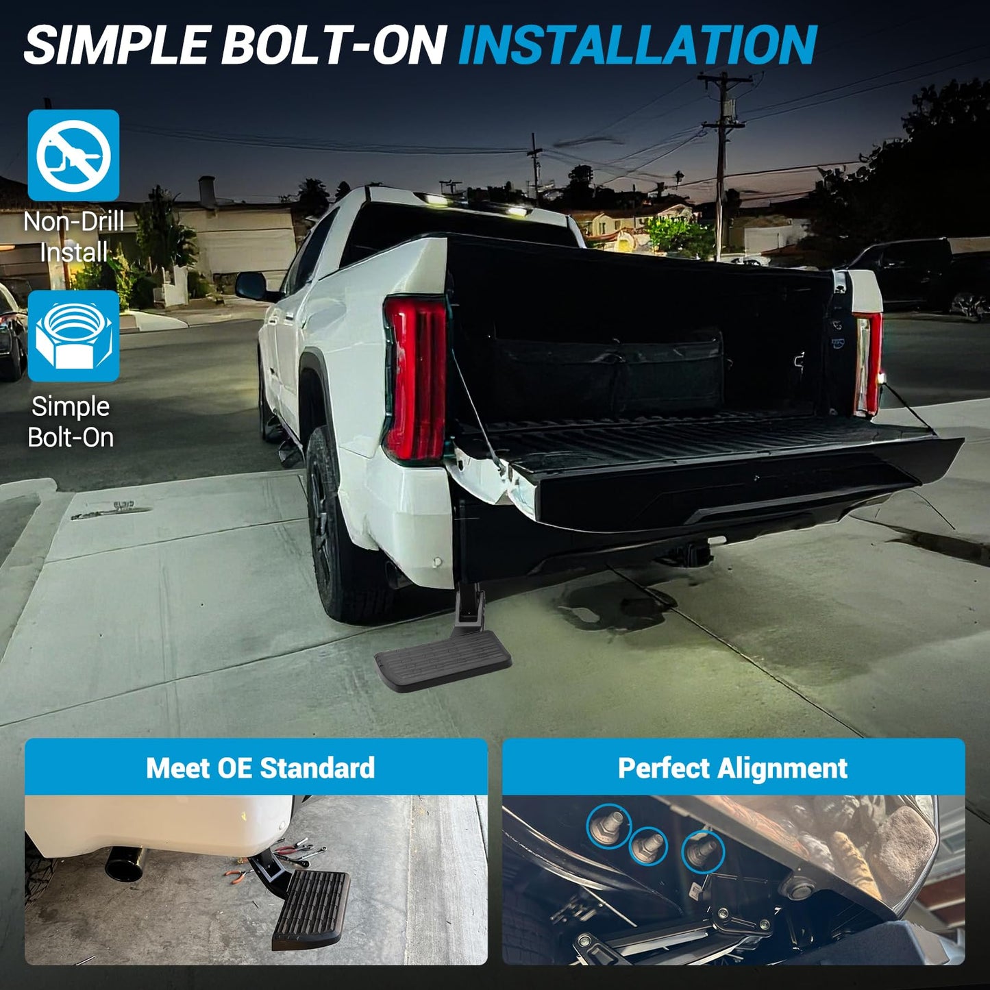 Retractable Rear Bed Step Compatible with 2014-2021 Toyota Tundra