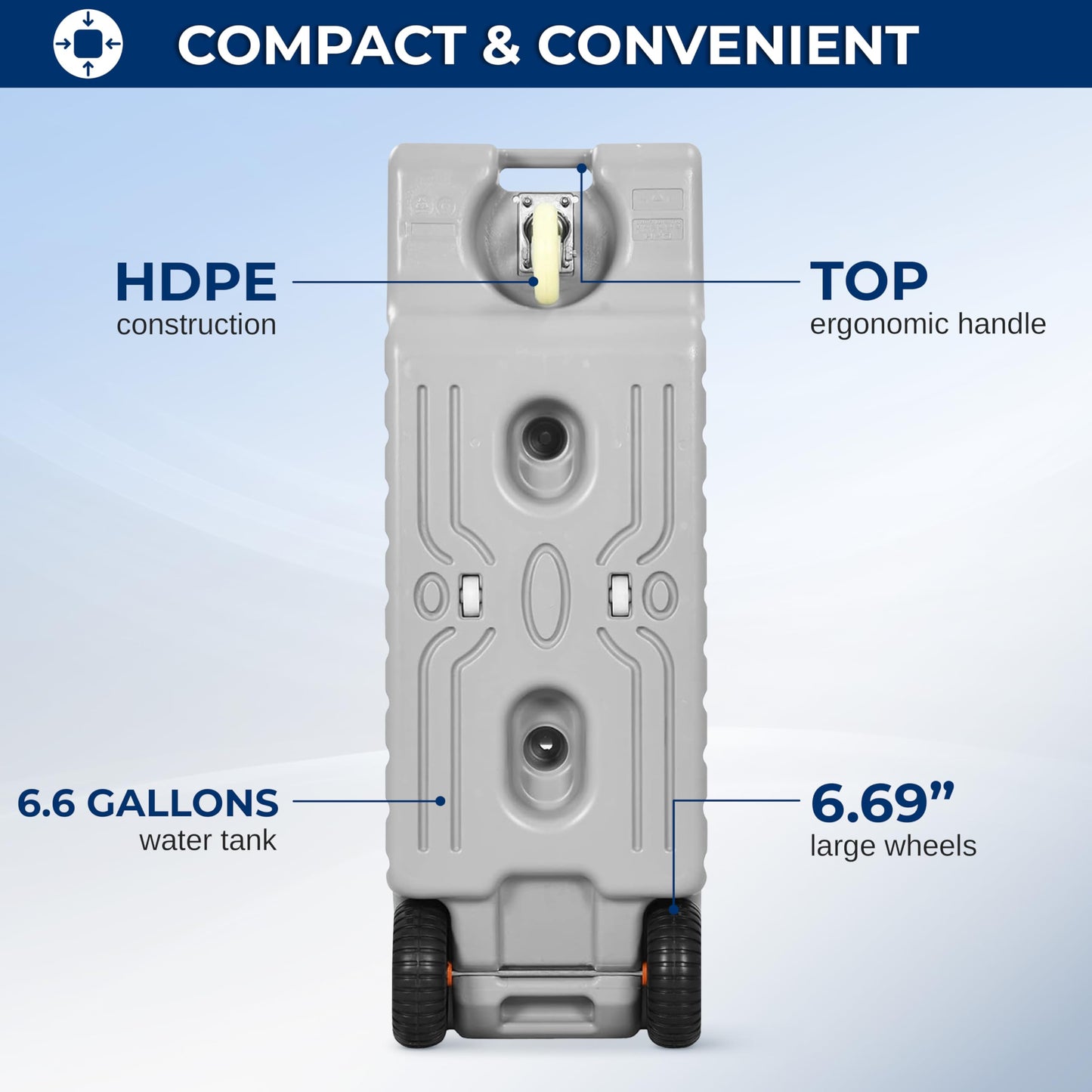 RV Portable Water Tank with Large Wheels for Easy Transport