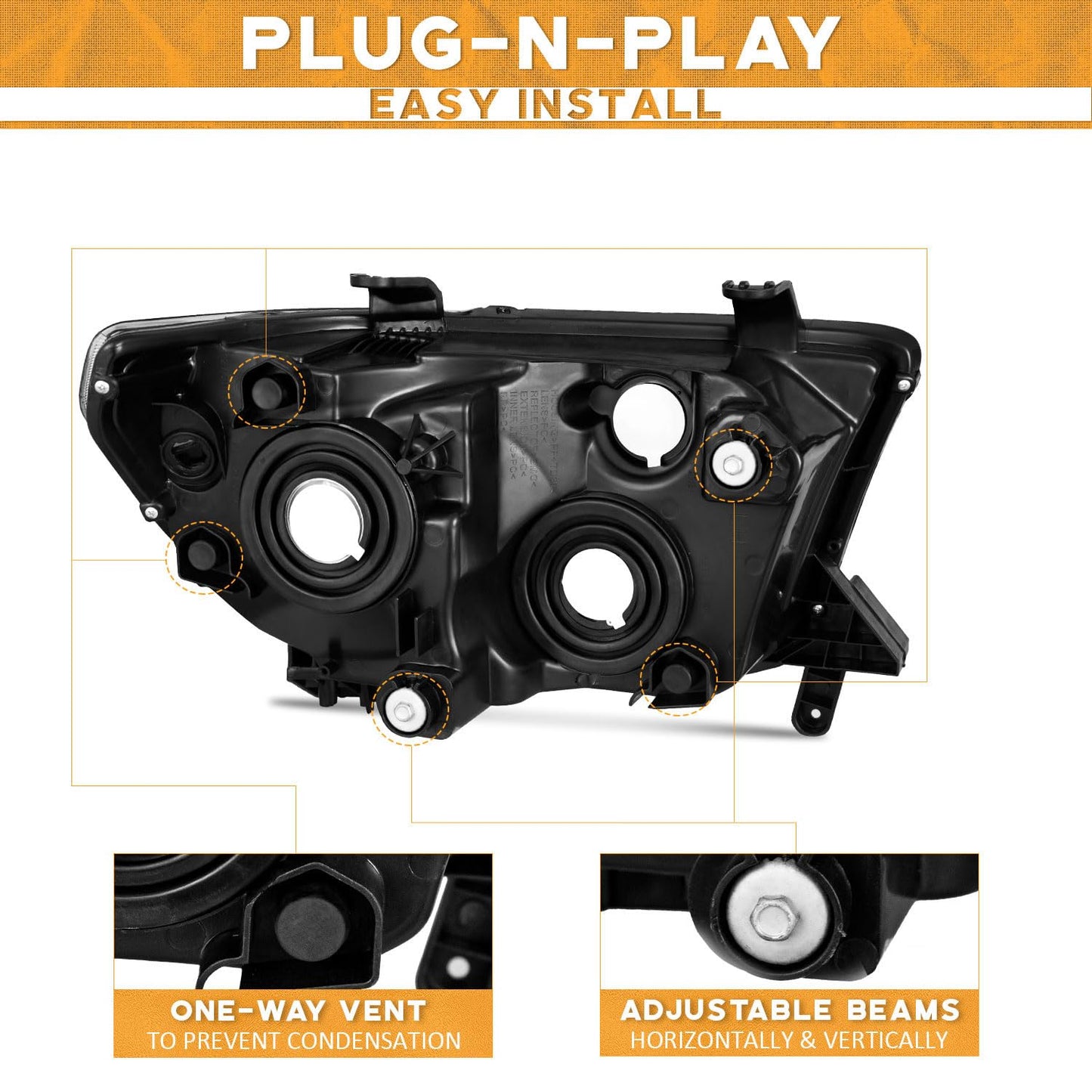 For 2007-2013 Toyota Tundra Headlights Assembly For 2008-2017 Toyota Sequoia Headlight Replacement, NOT for models with auto light adjuster