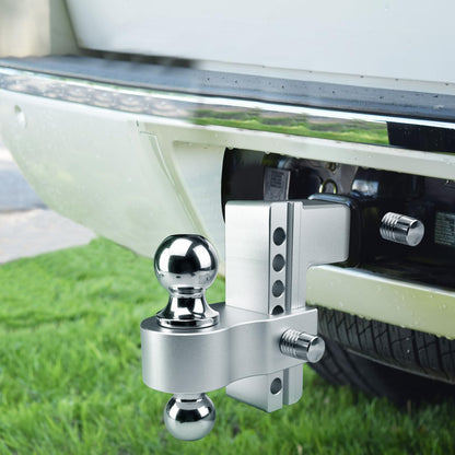 Adjustable Trailer Hitch, Fits 2.5 Inch Receiver, 6 Inch Drop Hitch, 18,500 LBS GTW, Aluminum Forged Shank, 2 Inch & 2-5/16 Inch Balls, Towing Hitch for Heavy Duty Truck with Double Lock Pins