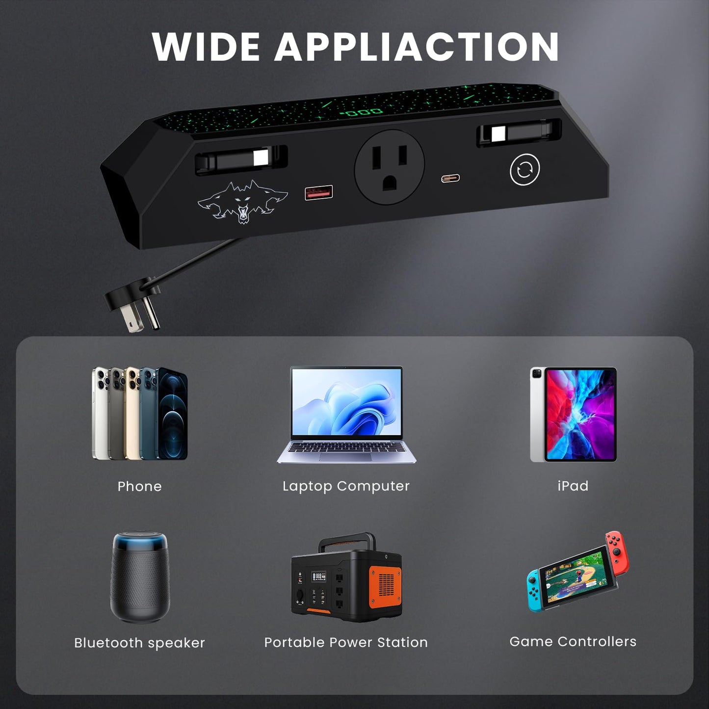 USB Charger Hub for Tesla Cybetruck with 110V AC Outlet & Retractable Cables - Seamless Integration