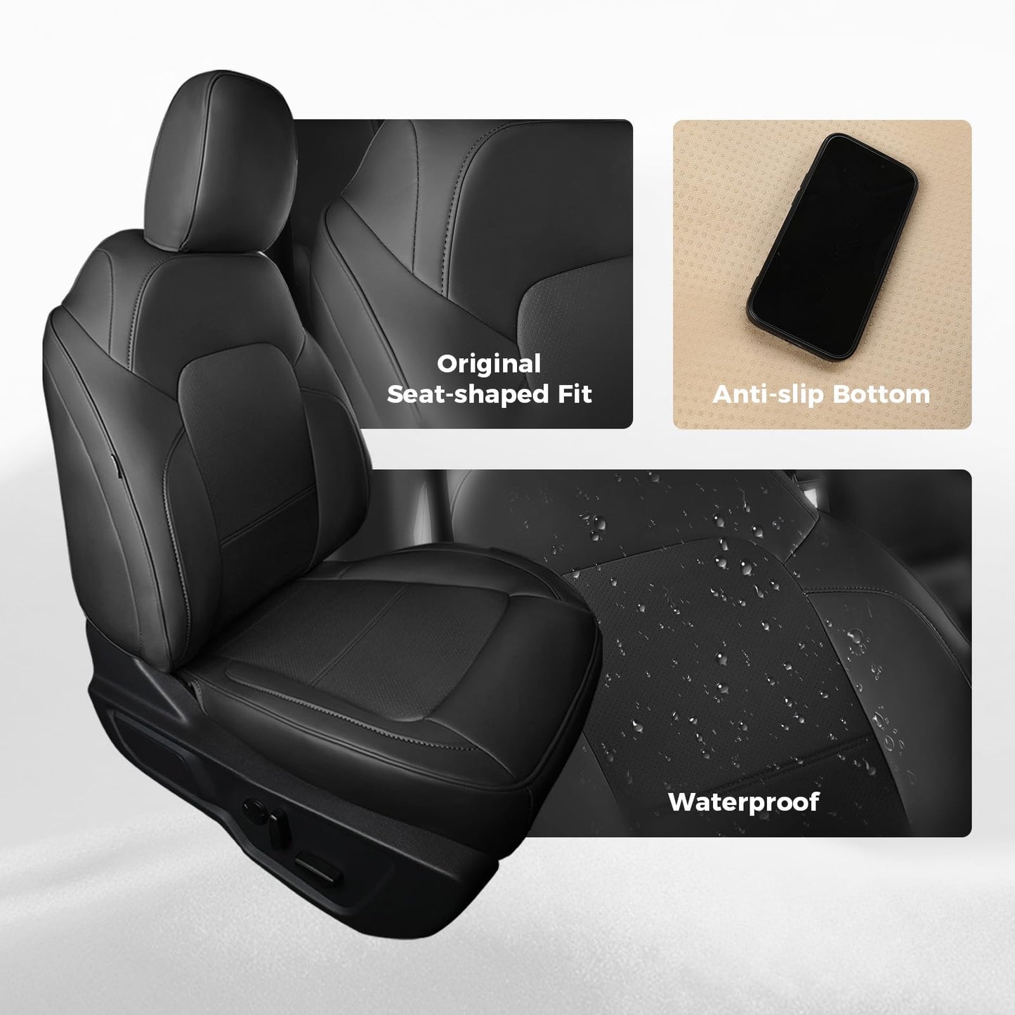 Seat Covers Protector with Backrest and Armrest for Ford Bronco Accessories 2021-2025 4-Door (Black) - OMOTOR