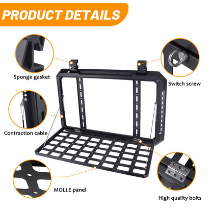 Foldable Rear Window Storage Table Molle Panel Flank Kit for Jeep Wrangler JL 2018-2026  4 Doors