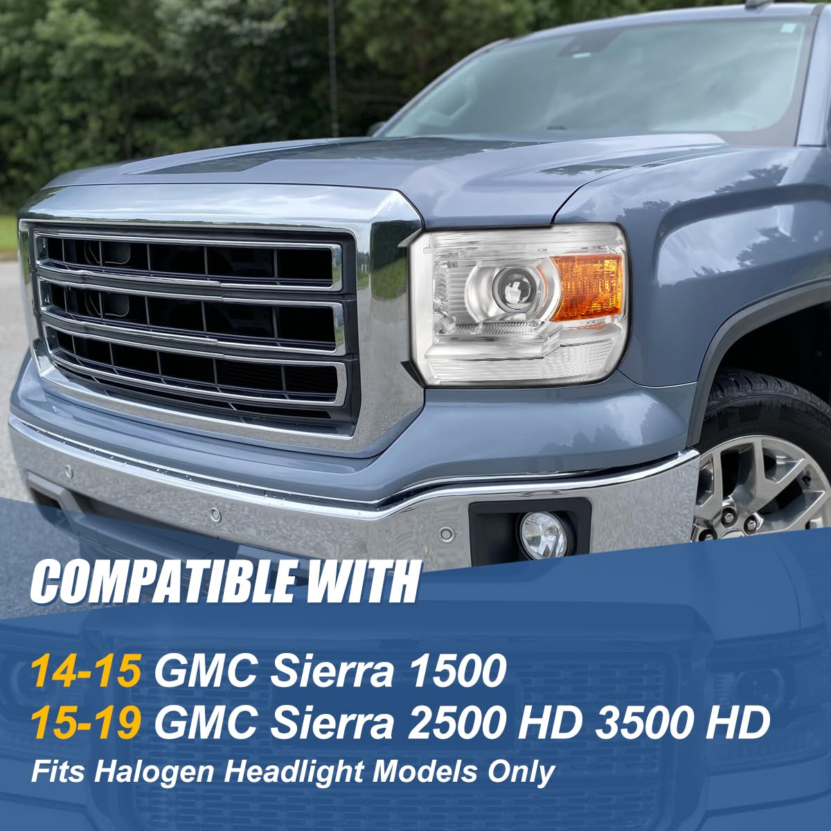 Headlights Assembly Compatible with 2014-2018 GMC Sierra 1500 2500HD 3500HD, Driver and Passenger Side