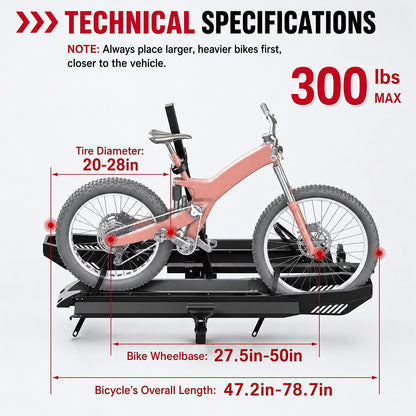 Foldable Hitch Bike Rack for 2 Fat Tire E-Bikes