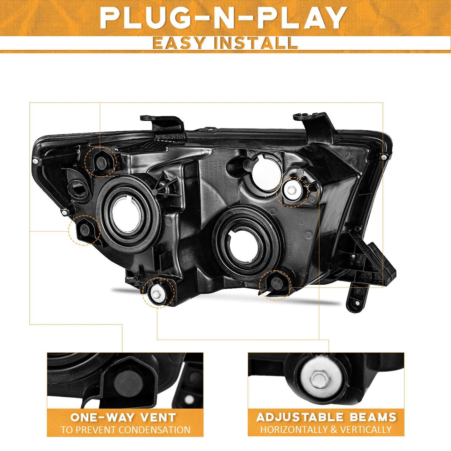 For 2007-2013 Toyota Tundra Headlights Assembly For 2008-2017 Toyota Sequoia Headlight Replacement, NOT for models with auto light adjuster