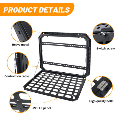 2 Pcs Rear Window Storage Table Molle Panel Flank Kit for Jeep Wrangler JK 2007-2018  4 Doors