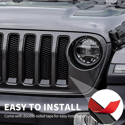 Grille Inserts Headlight Covers Set Fits for Jeep (2018-2023) Wrangler JL JLU(Sport/Sport S) - OMOTOR