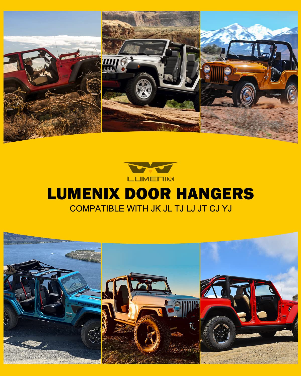 Wall-Mounted Heavy Duty Door Storage Hangers Bracket Compatible with 1956-2025 Jeep Wrangler CJ YJ TJ JK JKU JL JLU LJ JT