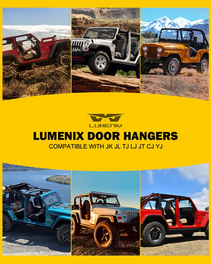 Wall-Mounted Heavy Duty Door Storage Hangers Bracket Compatible with 1956-2025 Jeep Wrangler CJ YJ TJ JK JKU JL JLU LJ JT