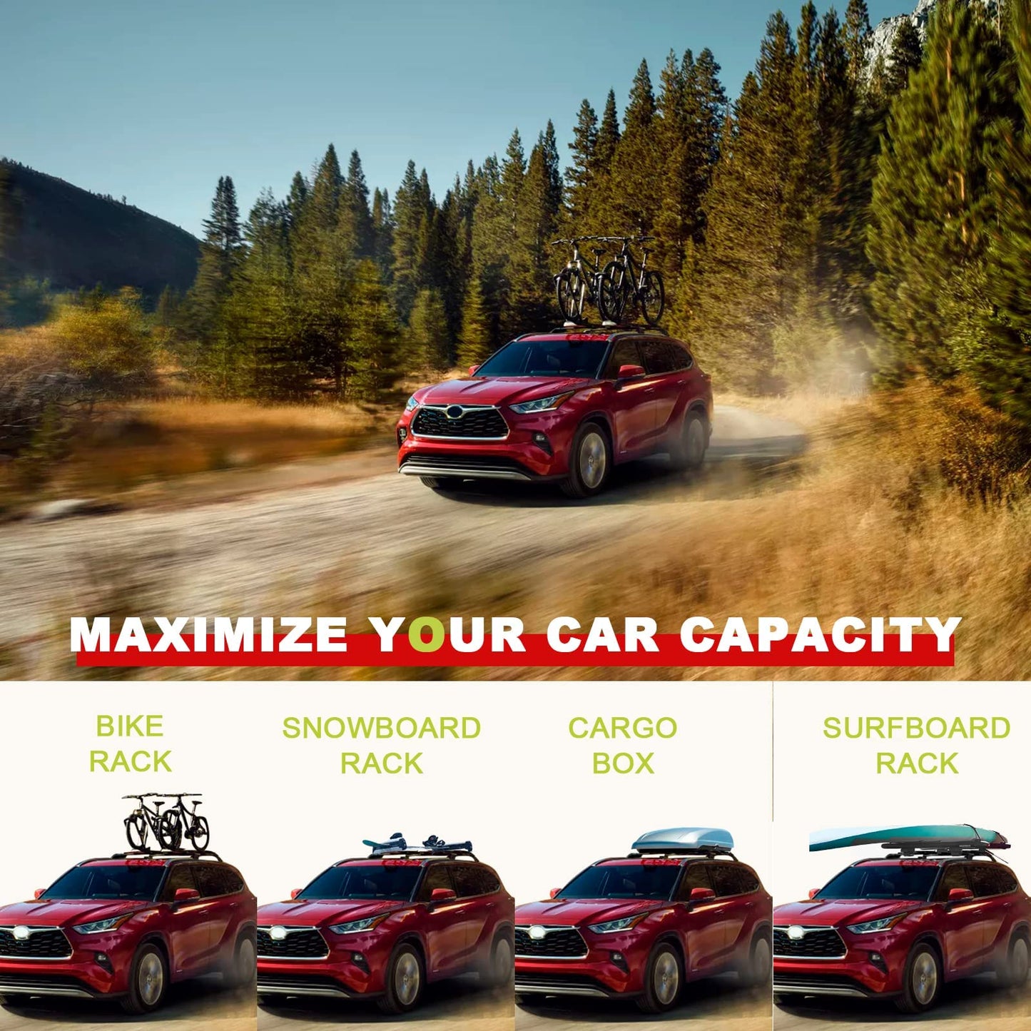 Lockable 260lbs Cross Bars Roof Racks Fit for Toyota Highlander 2020-2026 XLE Limited Platinum Hybrid(NOT for L/LE/LE Hybrid)