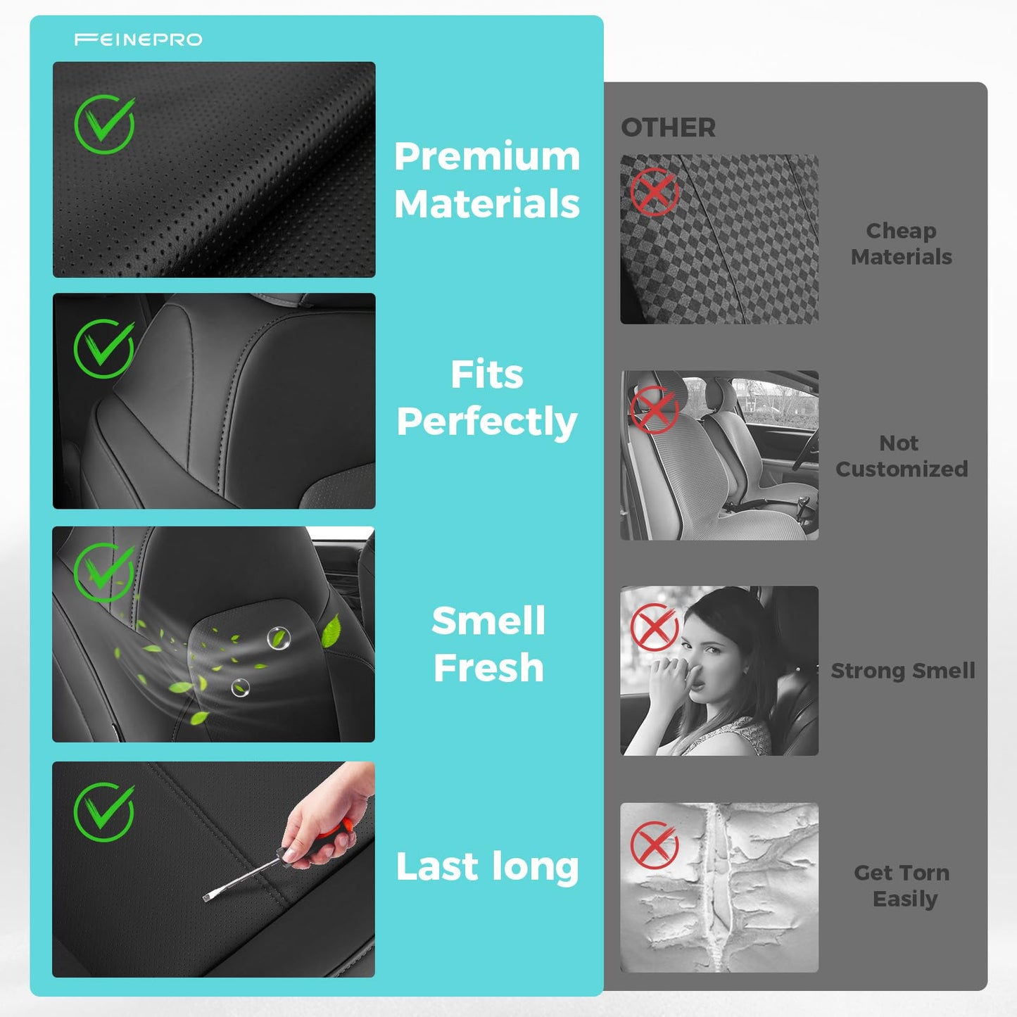 Seat Covers Protector with Backrest and Armrest for Ford Bronco Accessories 2021-2025 4-Door (Black) - OMOTOR