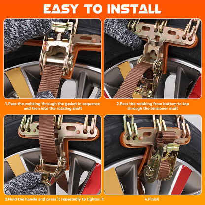 6 Pack Thickened Snow Chains For Truck SUV in Snow, Ice, Sand and Mud (175-265)