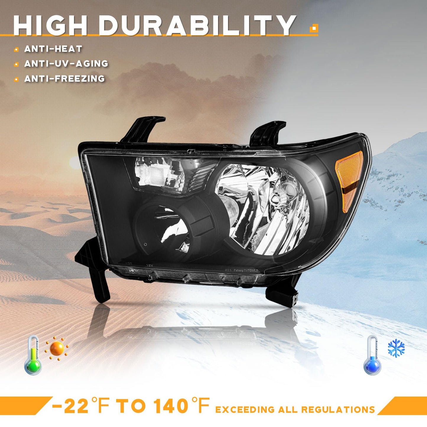 For 2007-2013 Toyota Tundra Headlights Assembly For 2008-2017 Toyota Sequoia Headlight Replacement, NOT for models with auto light adjuster