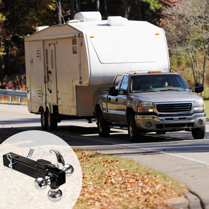 Trailer Hitch Tri-Ball Mount with Hook, Tactical Tow Hook, Sizes 1-7/8", 2" and 2-5/16", Fits 2 Inch Hitch Receiver