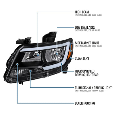 Chevy Colorado LED Tube Headlights Assembly Pair
