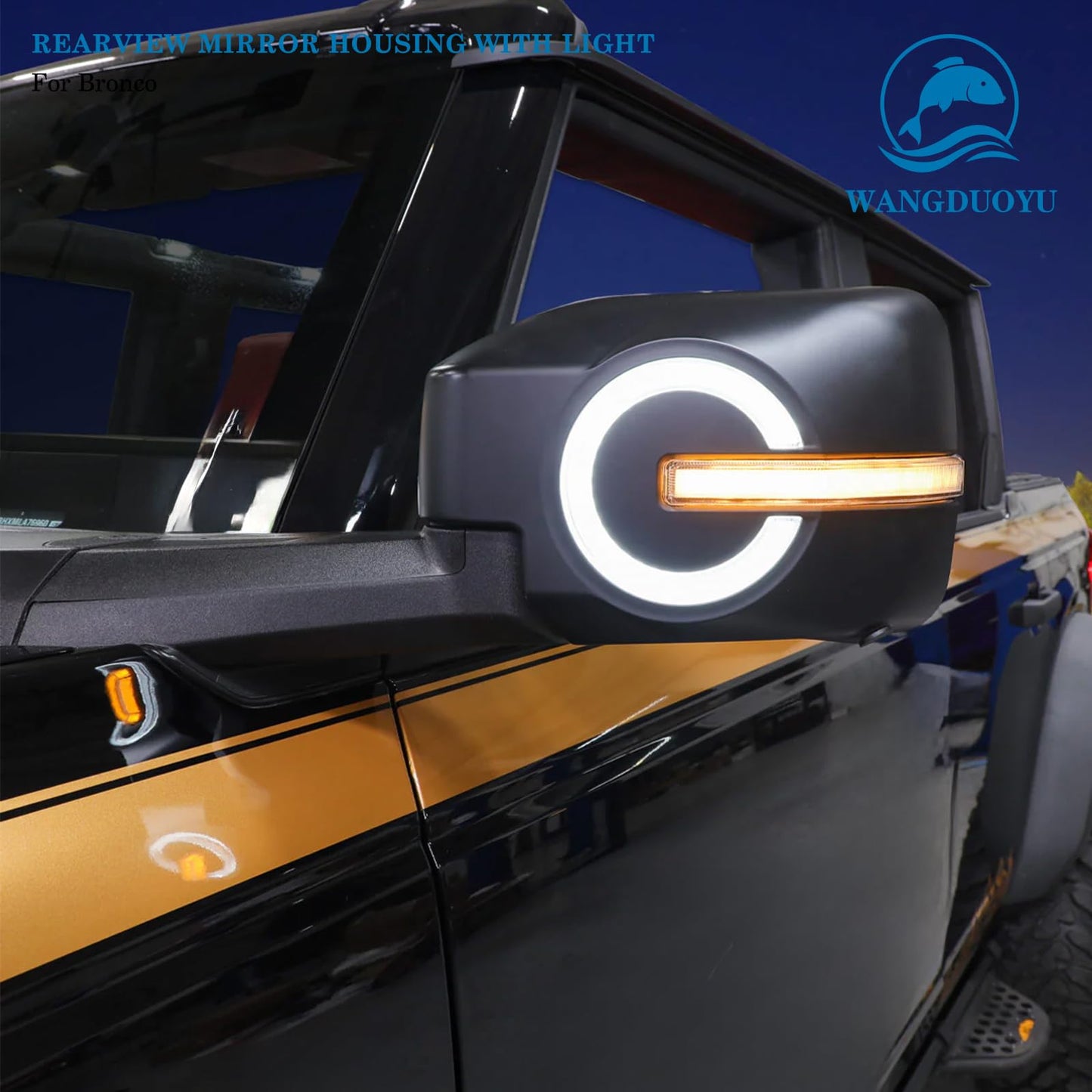 Rearview Mirror Cover Compatible with 2021-2023 Bronco 2/4 Door (Not Sport)