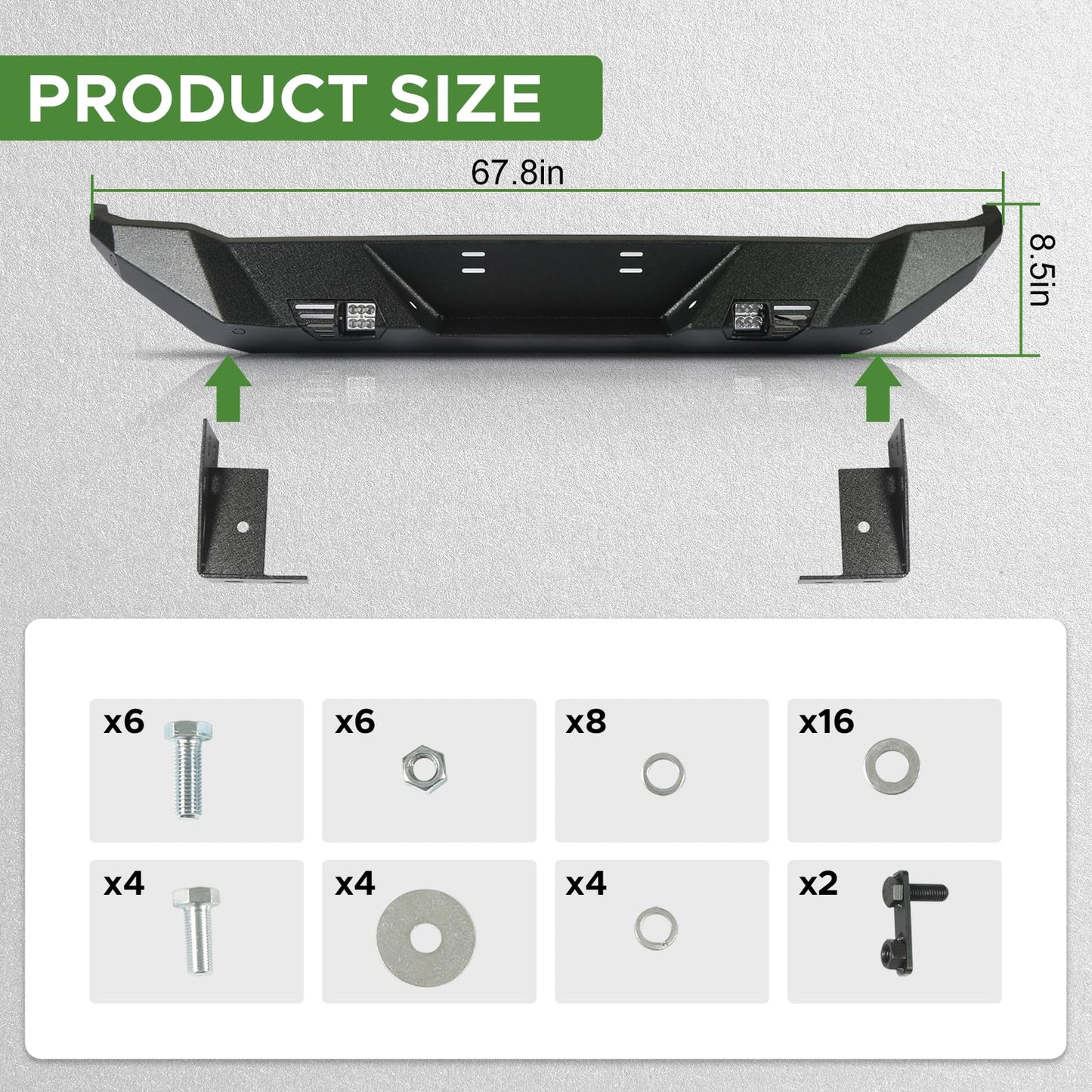 Off Road Front/ Rear  Bumper Compatible with Ford Bronco 2021 - 2025 (Not for Bronco Sport) with 4 Lights