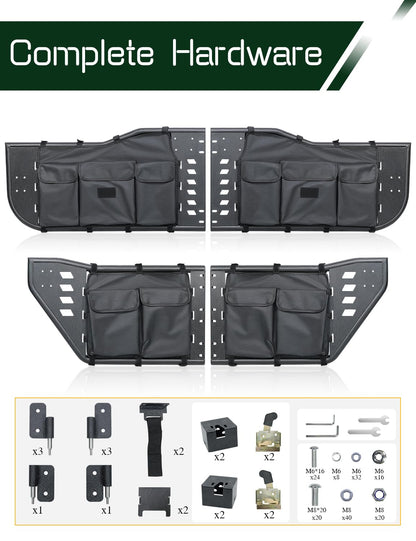 4PCS Tube Half Doors with Storage Bag Fit for Jeep Wrangler JL Unlimited Gladiator JT 2018~2026 4-Door (excludeJK&2Door Models)