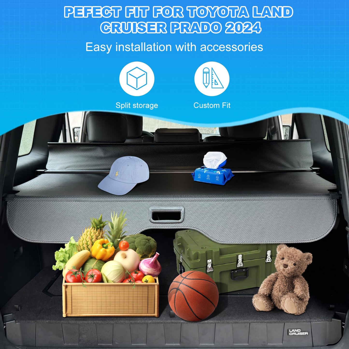 Retractable Cargo Cover for Toyota Land Cruiser Prado J250 LC250 2024 - 2026 Lexus GX550