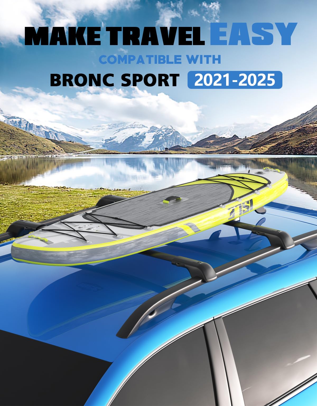 300lb Lockable Roof Rack Cross Bars Compatible with Ford Bronco Sport Base & Bigbend & Outer Banks & Badlands & First Edition 2021-2026