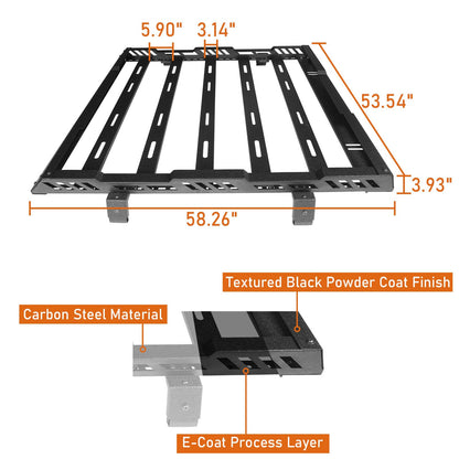Roof Rack Cargo Basket Crossbar for 2018-2026 Jeep Wrangler JL 2 or 4 Doors & Gladiator JT