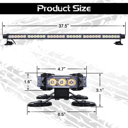 Aluminum Double Side LED Strobe Light Bar 37.5'' 78 LED High  for Safety Construction Plow Truck Vehicles