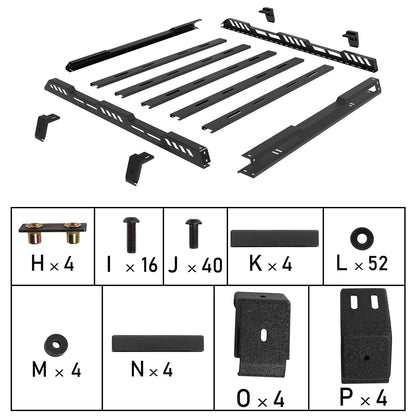 Roof Rack Cargo Basket Crossbar for 2018-2026 Jeep Wrangler JL 2 or 4 Doors & Gladiator JT