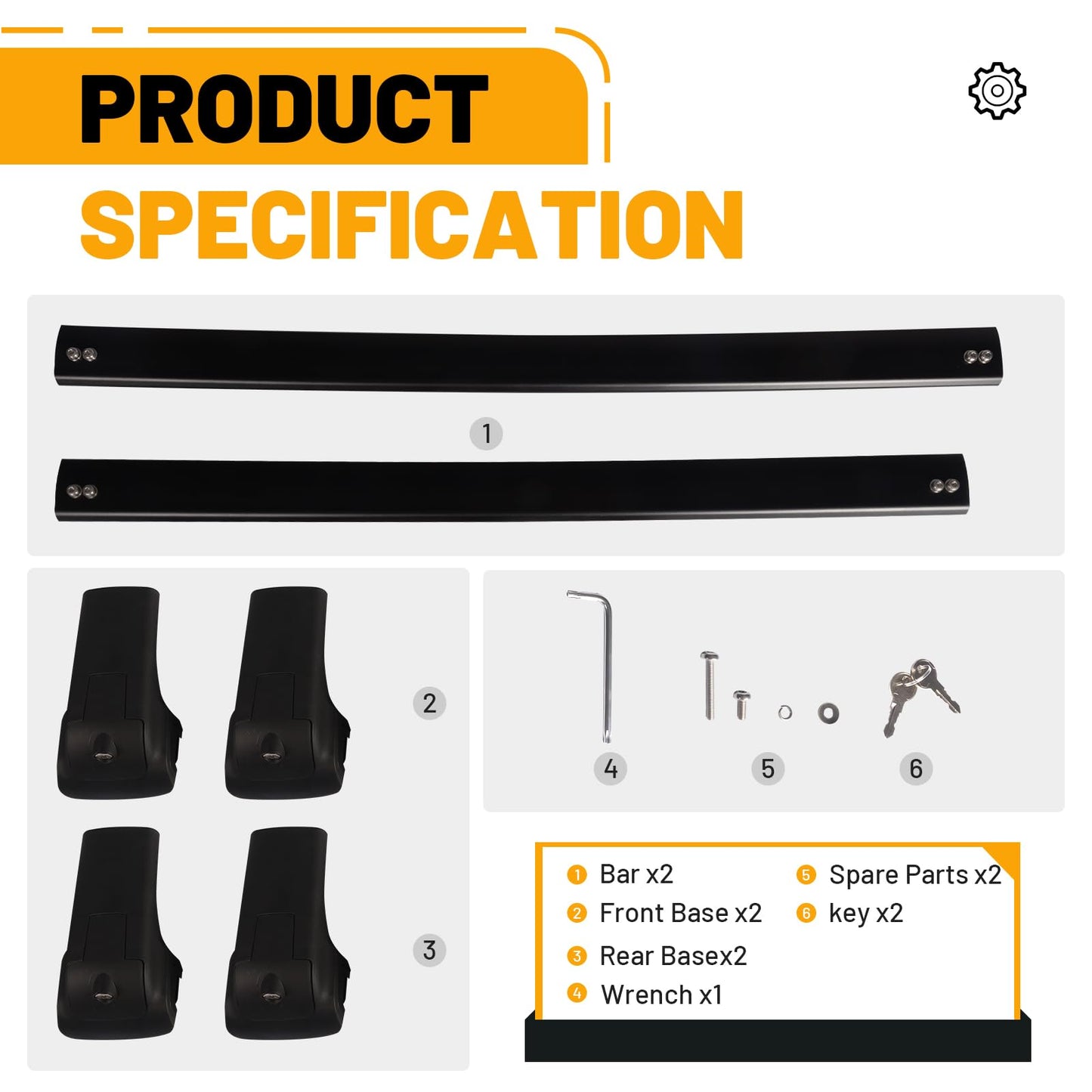 220lb Lockable Roof Rack Cross Bars Compatible with Ford Bronco Sport Base & Bigbend & Outer Banks & Badlands & First Edition 2021 - 2025