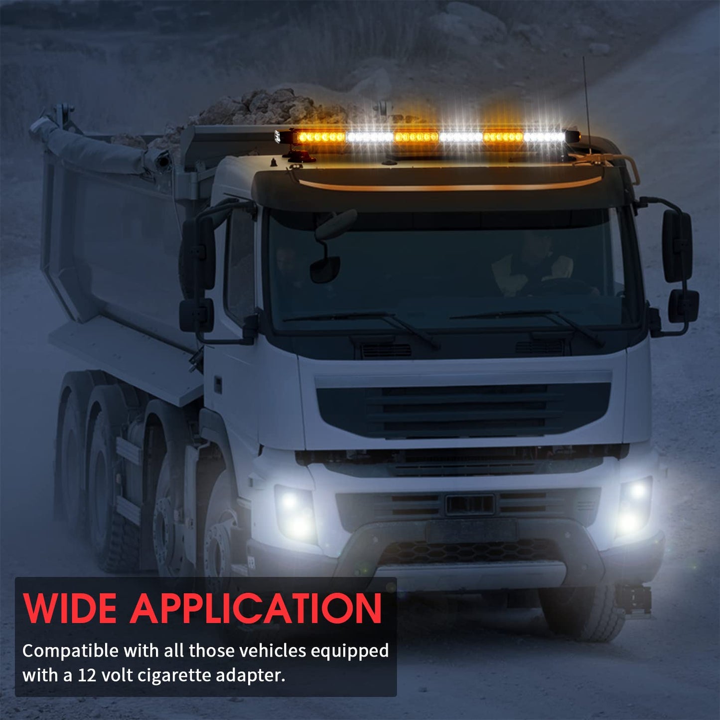 Aluminum Double Side  37.5'' 78 LED Strobe Light Bar w/Magnetic Base for Safety Construction Plow Truck Vehicles