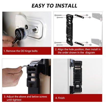 Aluminum Alloy Folding Door Hinge Step Compatible with Jeep Wrangler JK JKU JL JLU Gladiator JT 2007-2023(Not fit 2021 Gladiator)