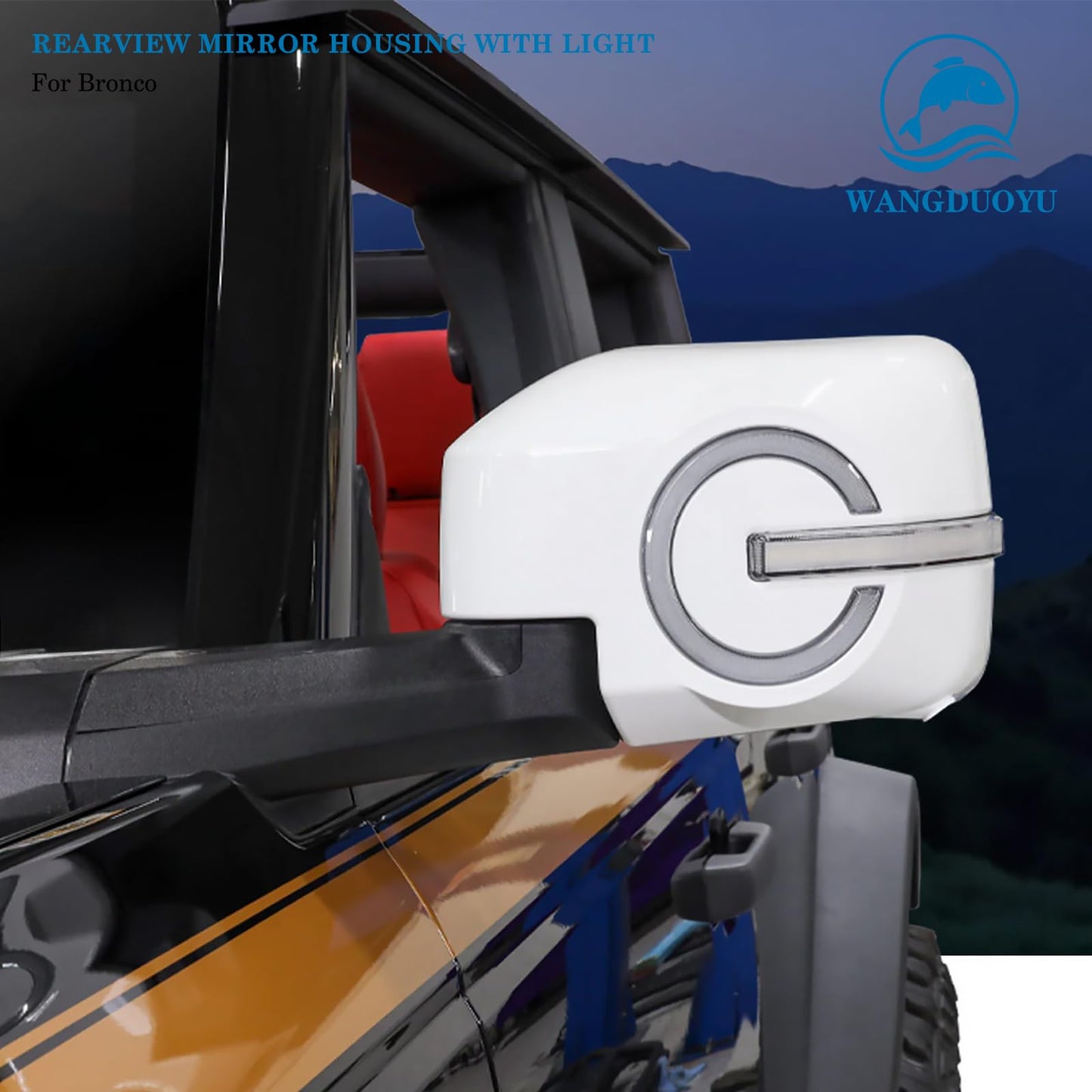 Rearview Mirror Cover Compatible with 2021-2023 Bronco 2/4 Door (Not Sport)