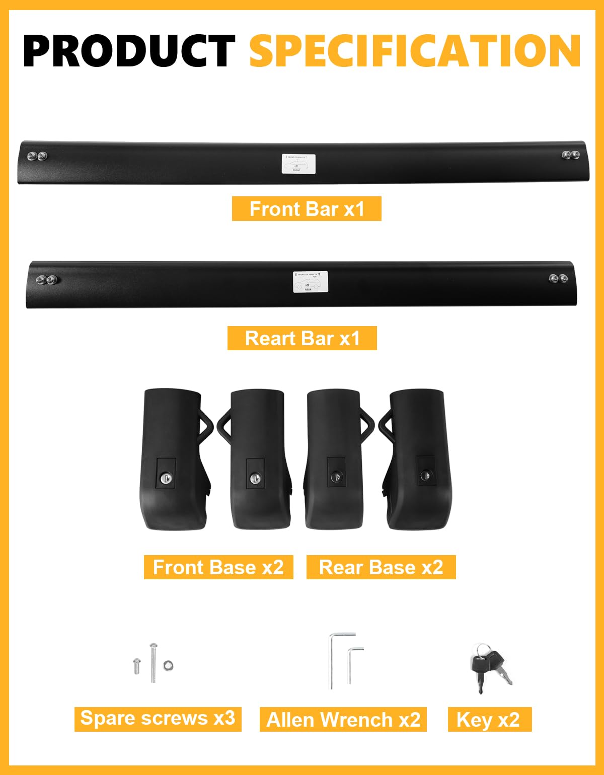 300lbs Roof Rack Cross Bars Compatible with 2024 - 2026 Toyota Land Cruiser 250 & 2024 2025 Lexus GX550 with Raised Side Rails