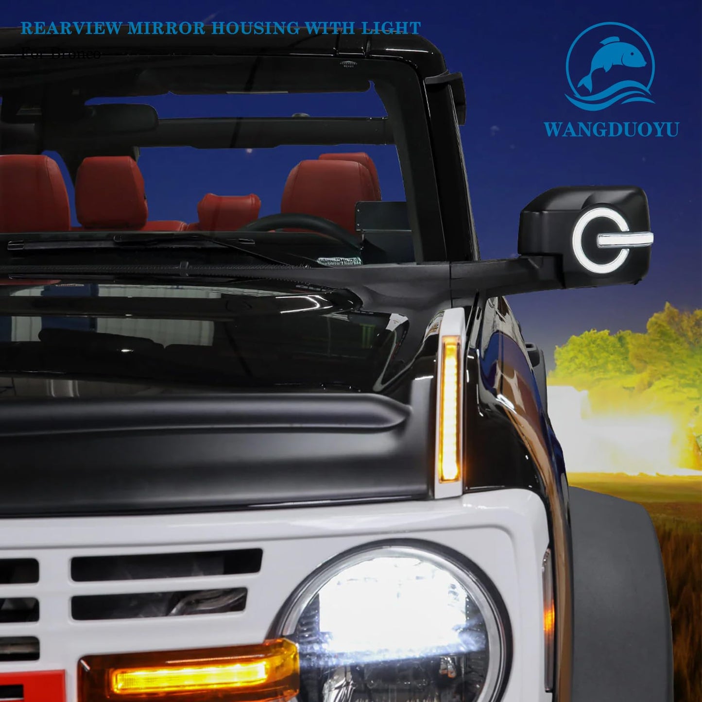 Rearview Mirror Cover Compatible with 2021-2023 Bronco 2/4 Door (Not Sport)