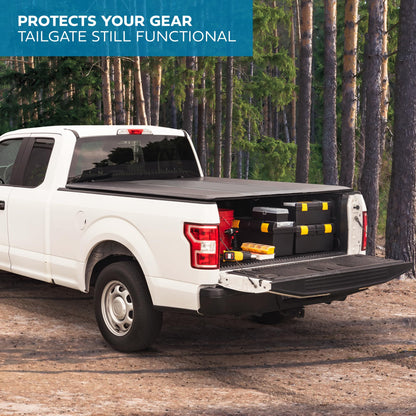 5.5 ft  Soft Roll-Up Truck Tonneau Cover for Ford F-150 2015-2025 - OMOTOR