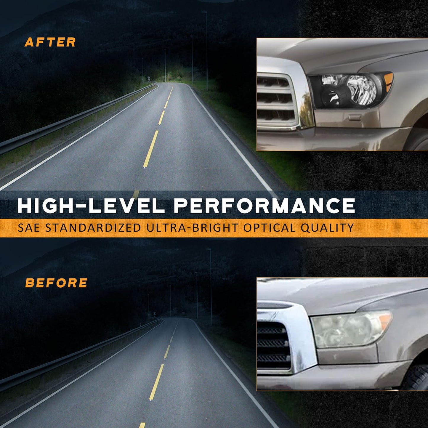 For 2007-2013 Toyota Tundra Headlights Assembly For 2008-2017 Toyota Sequoia Headlight Replacement, NOT for models with auto light adjuster