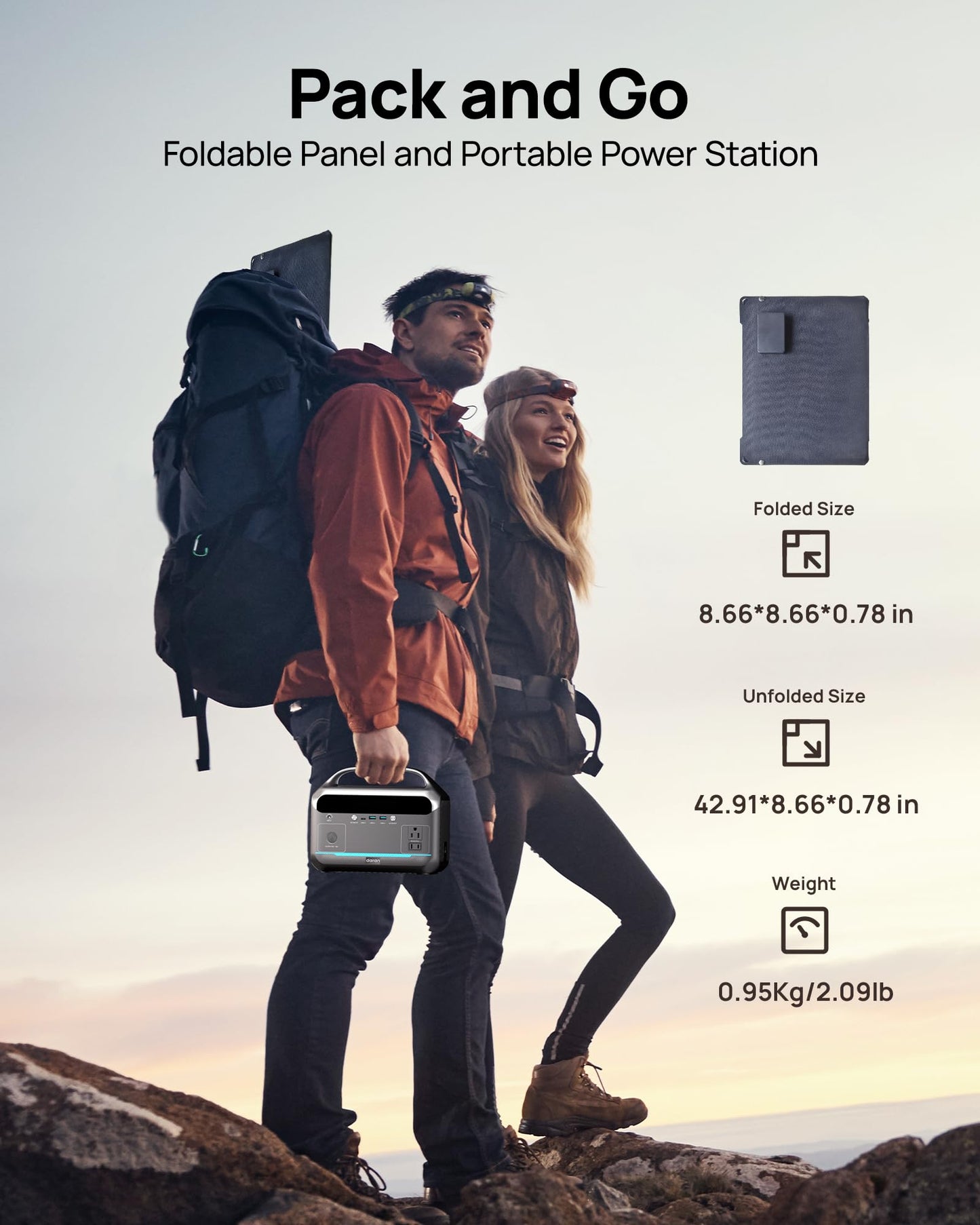 Portable Solar Generator with 2 AC Outlets – Power Bank Perfect for Camping, Emergency, Off-Grid, Travel, and Outdoor Use