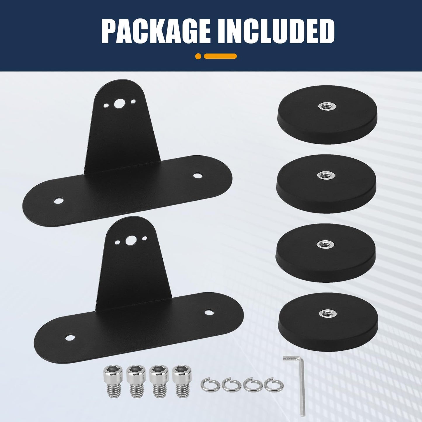 2PCS Magnetic Base Light Bar Mounts for LED Pod Work Lights Auxiliary Driving Lamp on Roof Hood of Off Road Truck SUV Tractor Golf Cart Boats