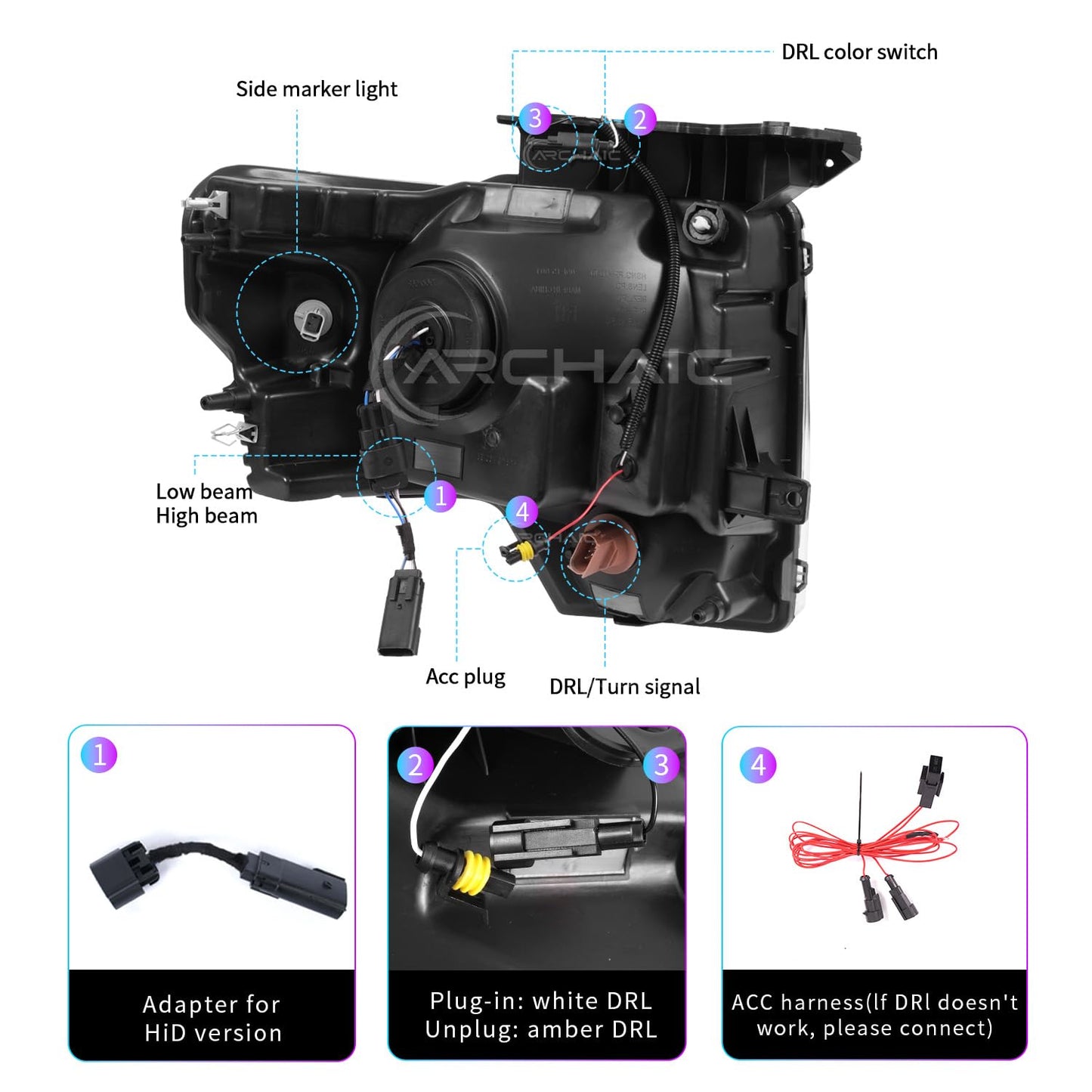 LED Headlights Assembly Compatible with 2015-2017 Ford F150 Pickup XL/XLT/Lariat/King Ranch/Platinum/Limited F150 Raptor 2017-2020