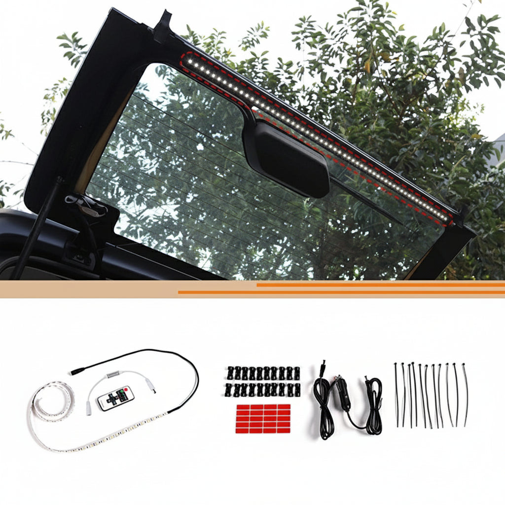 Tailgate Dome Light + Rain Gutter Set For Jeep Wrangler JL TJ JK 97+