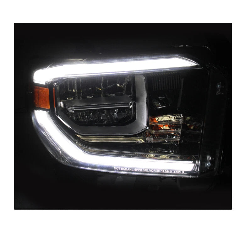 For 18-21 Toyota Tundra [Built-In LED] DRL Tube Headlights Headlamp Smoke - OMOTOR